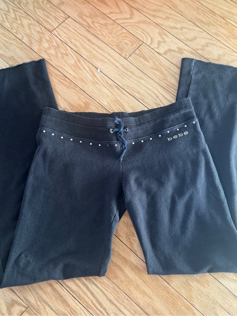 bebe Black Lounge Pants with Rhinestone Trim